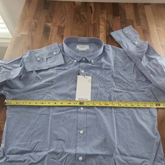 Ministry of Supply Gemini Blue‎ Check Woven Button Down Shirt Size XXL NWT - Picture 7 of 12